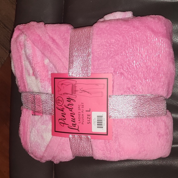 Pink Laundry Micro Fleece Plush Pajama Set Hot Pink Camo  LARGE - Picture 2 of 4